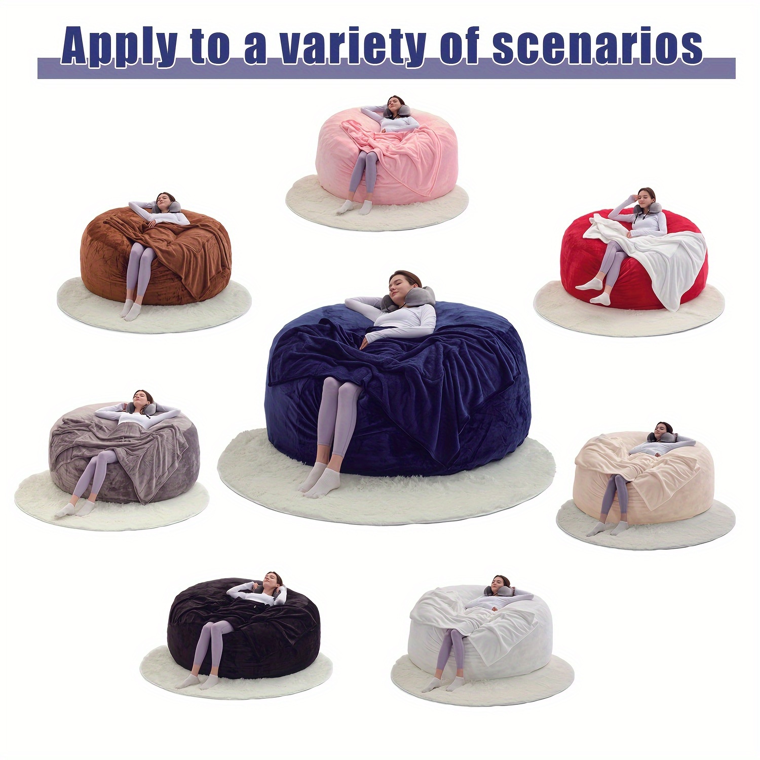 Giant 6' Memory Foam Furniture Bean Bag ( 3 Gifts: U-shaped Pillow, Blanket Pillow, 6-foot Rug)- Big Sofa With Soft Micro Fiber Cover - Image 7