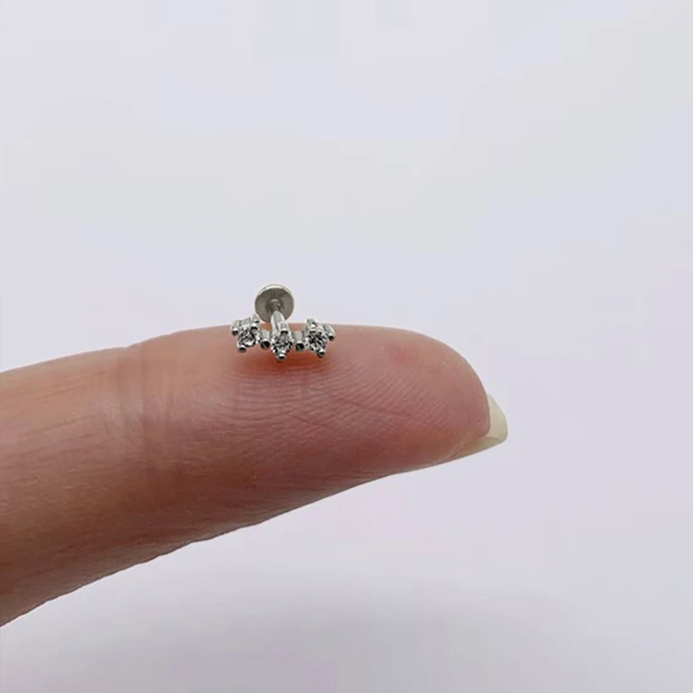 Aide 1pc 925 Sterling Silver Mini Zircon Thick Flat Screw Back Drop Earrings For Women K Gold Piercing Stud Earrings Jewelry - Image 14